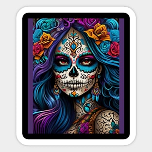 Colorful Tribute: Day of the Dead Makeup Artistry Sticker